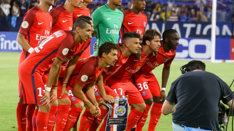 L'équipe du PSG avant un match de ICC face à Leicester à l'été 2016