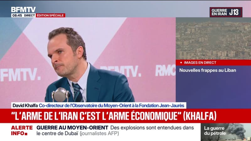 Guerre au Moyen-Orient: "L'arme de l'Iran, c'est l'arme économique", selonDavid Khalfa, co-directeur de l'Observatoire du Moyen-Orient