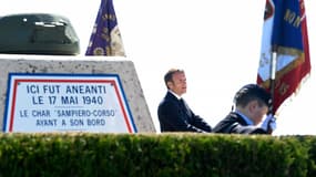 Emmanuel Macron, le 17 mai 2020 à La Ville-aux-Bois-lès-Dizy, pour la commémoration de la bataille de Montcornet.