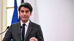 Gabriel Attal à l'Hôtel de Matignon le 1er février lors de la présentation de mesures en faveur de l'agriculture française.