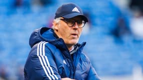 Laurent Blanc pendant un match de l'OL en janvier 2023