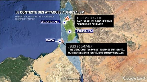 Lieu des attaques entre Israël et la Palestine jeudi 26 janvier 2023
