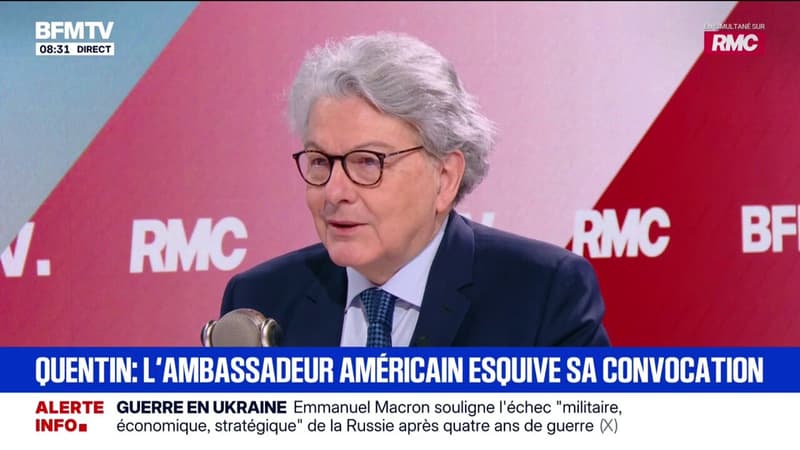 Thierry Breton juge que l'ambassadeur américain "préfère recevoir" Marine Le Pen et Jordan Bardella "que d'aller voir" Jean-Noël Barrot