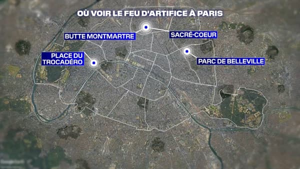 Les lieux où voir le feu d'artifice ailleurs dans Paris.