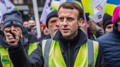 Une image d'Emmanuel Macron générée par le logiciel Midjourney