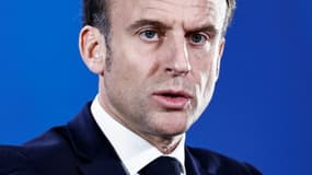 Emmanuel Macron lors d'une conférence de presse au dernier jour du sommet du Conseil européen à Bruxelles, le 22 mars 2024