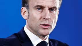 Emmanuel Macron lors d'une conférence de presse au dernier jour du sommet du Conseil européen à Bruxelles, le 22 mars 2024