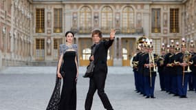 Mick Jagger et sa compagne Melanie Hamrick lors du dîner d'État au château de Versailles, le 20 septembre 2023.