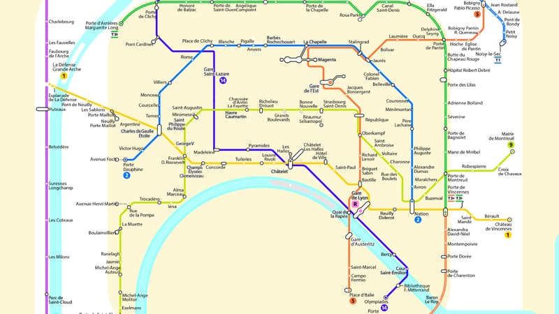 La carte des lignes "climatisées" du réseau RATP.