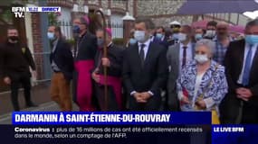 Gérald Darmanin participe à une marche en hommage au père Jacques Hamel, victime de l'attentat de Saint-Étienne-du-Rouvray