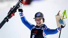 La Française Roman Miradoli, victorieuse du Super G de Lenzerheide, le 5 mars 2022