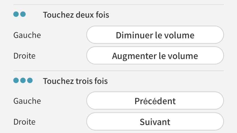 Il est possible de configurer individuellement chaque écouteur depuis l'application.
