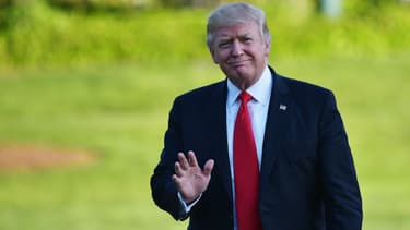 Le président américain Donald Trump traverse la pelouse sud de la Maison Blanche à Washington DC, le 18 avril 2017.