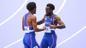Rayan et Michael Zeze lors du relais 4 x 100m des JO 2024
