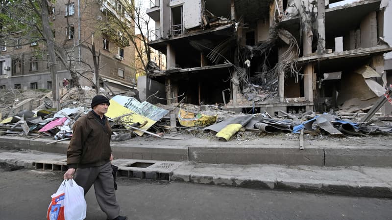 Un immeuble détruit à Kiev, le 29 avril 2022