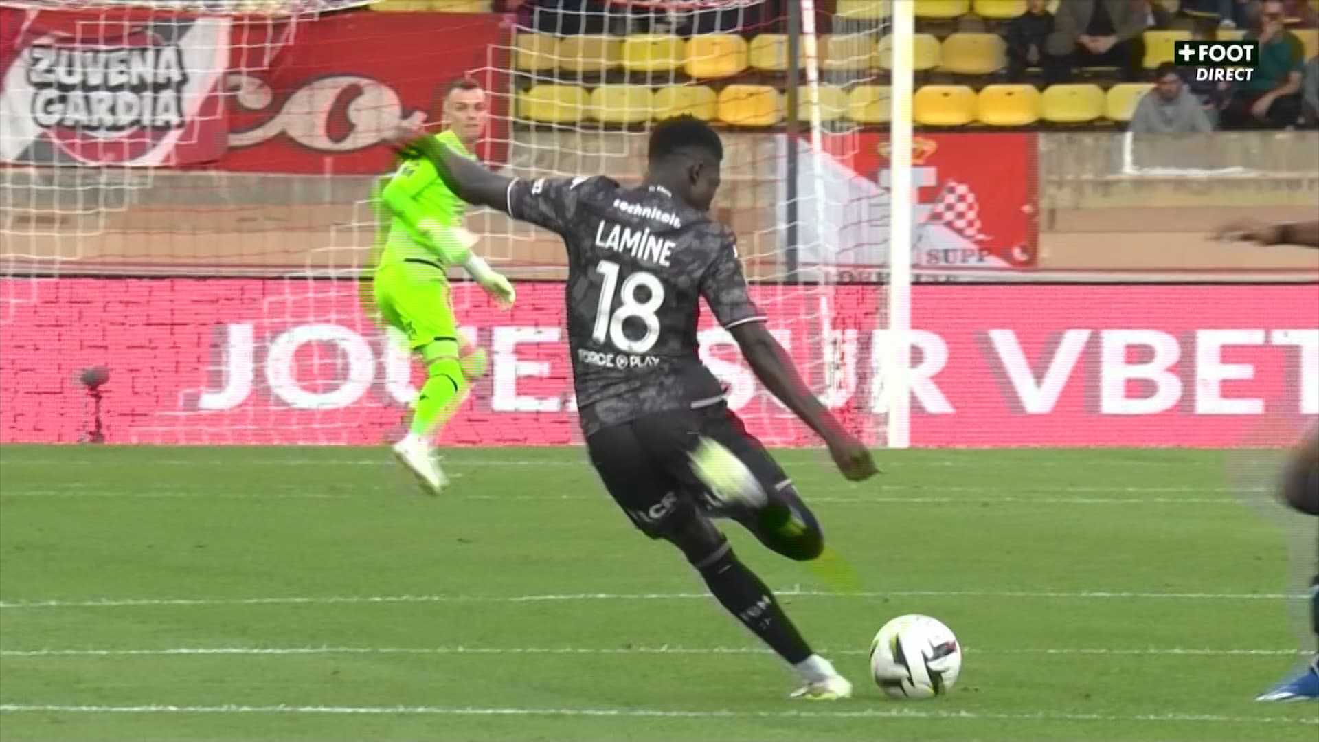 Lamine Camara lors de Monaco-Metz, le 22 octobre 2023 en Ligue 1