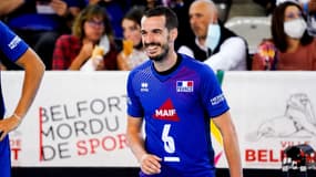 Benjamin Toniutti avec l'équipe de France de volley, à Belfort le 25 août 2021