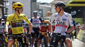 Jonas Vingegaard et Tadej Pogacar le 7 juillet 2023 sur le Tour de France