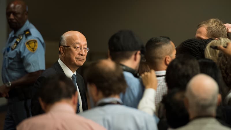 L'ambassadeur du Japon aux Nations Unies Koro Bessho, avant une réunion du Conseil de sécurité de l'ONU sur la Corée du Nord, le 15 septembre 2017 à New York. 