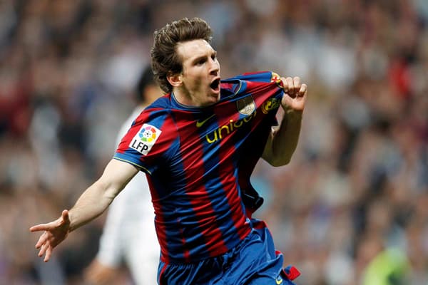Lionel Messi celebra un gol durante el Real Barcelona en abril de 2010