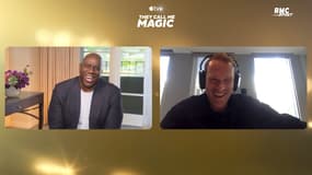 Earvin "Magic" Johnson lors de son interview avec Stephen Brun pour RMC Sport, le 20 avril 2022