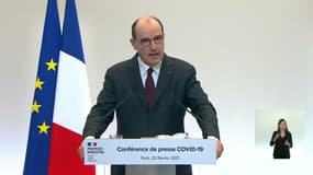 Jean  Castex, lors d'une conférence de presse sur la crise sanitaire le 25 février 2021.