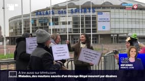 Gerland: une cinquantaine de militants anti-pass réunis devant le vaccinodrome pour protester contre le début de la vaccination des enfants à risque