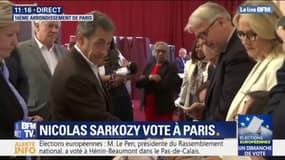 Européennes: Nicolas Sarkozy a voté dans le 16e arrondissement de Paris