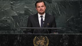 Leonardo DiCaprio le 22 avril 2016 à la tribune des Nations Unies à New York.
