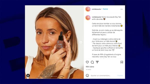 Camille Callen (Noholita) sur le compte Instagram de sa marque de cosmétiques Voilà