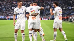Malinovskyi, Clauss et Payet célèbrent la victoire de l'OM contre Angers, 14 mai 2023