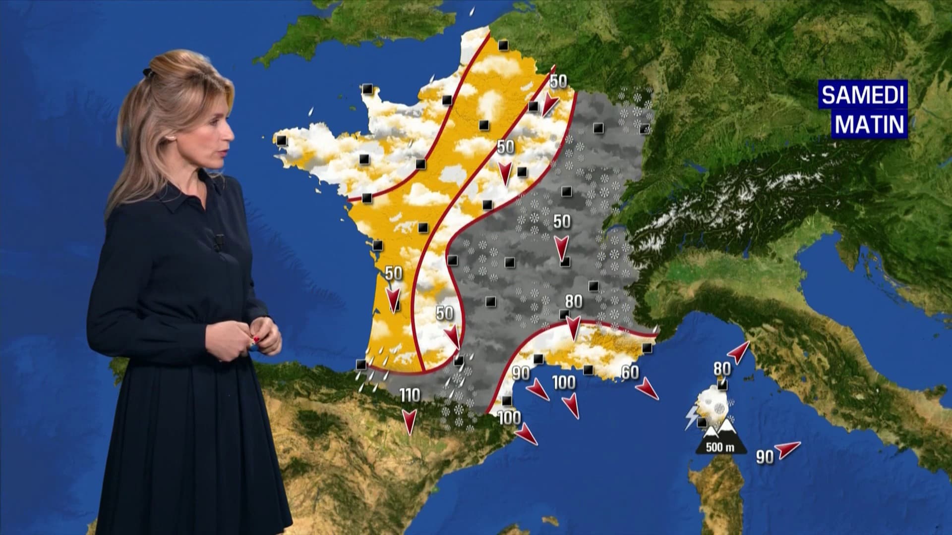 Prévisions des chutes de neige pour le samedi 2 avril