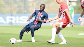 Mahamadou Sangaré lors du match PSG-Gérone (0-2, Youth League), le 18 septembre 2025
