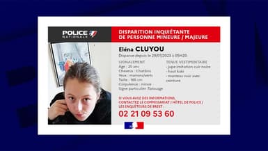 Appel à témoins concernant la disparition d'Eléna Cluyou le 29 janvier 2023