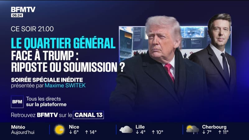 LE QUARTIER GÉNÉRAL - Face à Trump, riposte ou soumission? Suivez la soirée spéciale inédite présentée par Maxime Switek à partir de 21h
