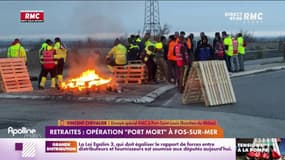 Retraites: opération "port mort" à Fos-sur-Mer 