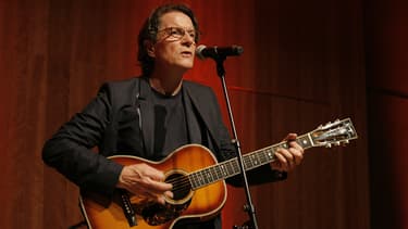 Francis Cabrel, le 22 avril 2015, lors de la soirée de lancement de son album "In extremis" au Petit Palais de Paris