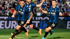 Martinez célèbre son but lors de Udinese-Inter Milan.