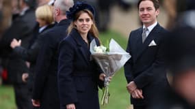 La princesse Beatrice et son époux Edoardo Mapelli Mozzi en décembre 2023 à Sandringham.