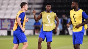 Aurélien Tchouameni lors d'un entraînement des Bleus au Mondial 2022