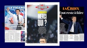 Les unes de la presse au lendemain de la réélection d'Emmanuel Macron. 