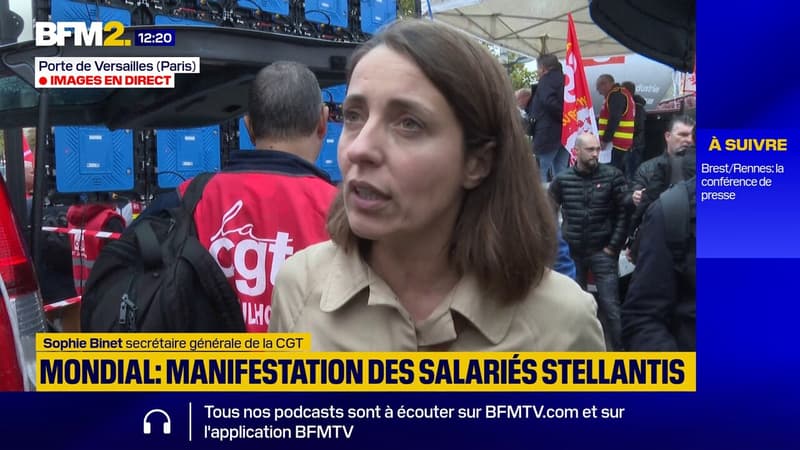 Sophie Binet au Mondial de l'Auto: 