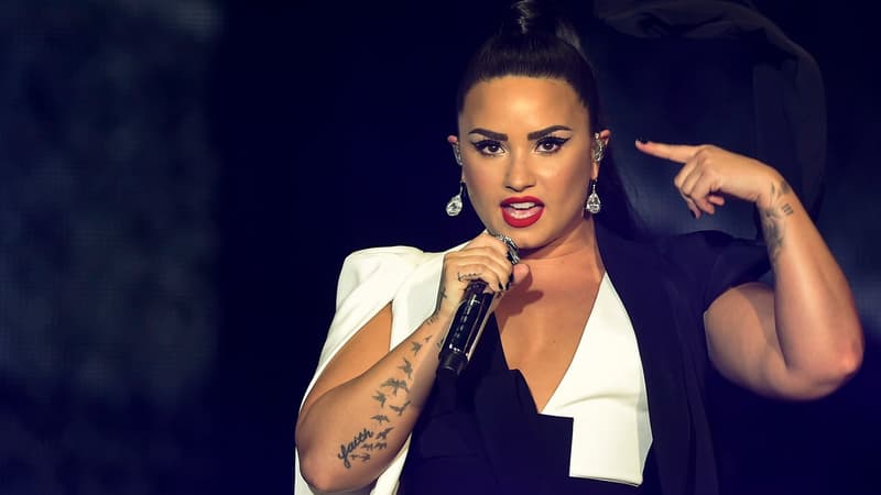Demi Lovato sur la scène du festival Rock in Rio, à Lisbonne, le 24 juin 2018