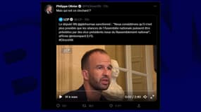 Le tweet de l'eurodéputé Philippe Olivier 