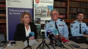 Une conférence de presse de la procureure du Havre, le 7 août 2025.