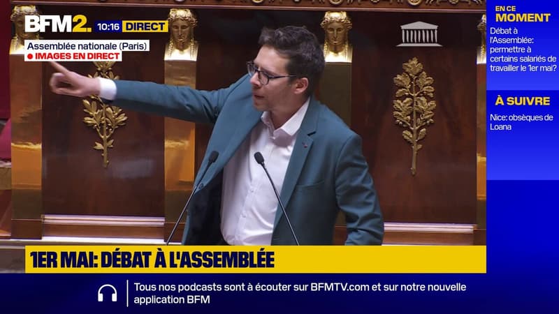 1er Mai: "Arrête de hurler toi, va vendre du muguet si tu veux t'occuper", lance Hadrien Clouet, député LFI de la Haute-Garonne, à un député lors des débats #BFM2