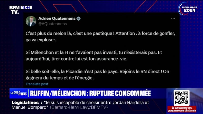 La France insoumise: Adrien Quatennens règle ses comptes en public avec François Ruffin