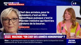 "Ça dit quelque chose de son rapport à la Constitution, aux institutions": Maud Bregeon (Renaissance) réagit aux propos de Marine Le Pen sur le chef des armées