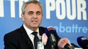 Xavier Bertrand, candidat à sa réélection dans les Hauts-de-France, lors de son premier meeting de campagne, le 3 mai 2021 à Maubeuge