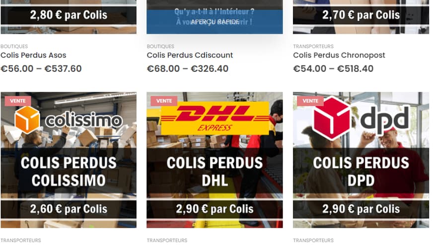 Certains sites prétendent envoyer des colis perdus chronopost et colissimo